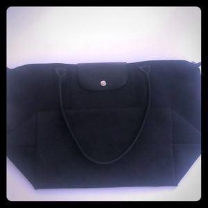 Longchamp black tote. Large travel tote